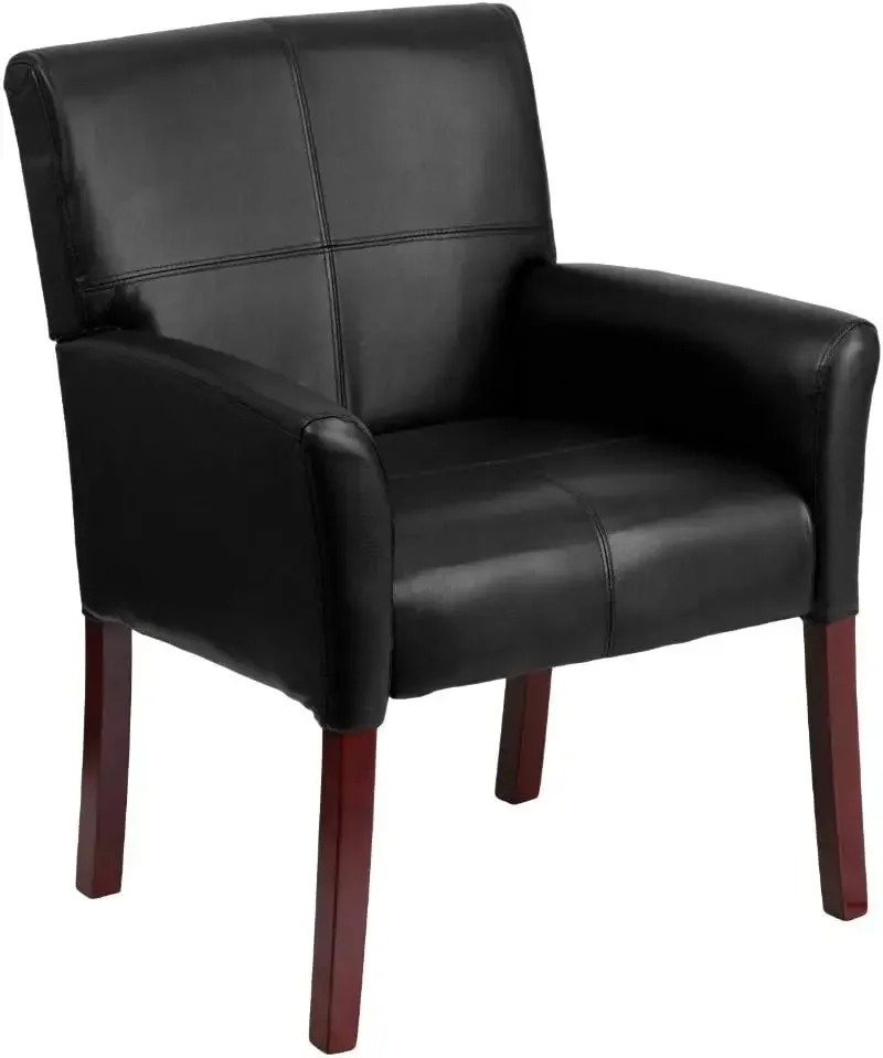 Furniture Taylor LeatherSoft Upholstered Executive Side Reception Chair, Lobby Chair with Cushions and Padded Arms, Black