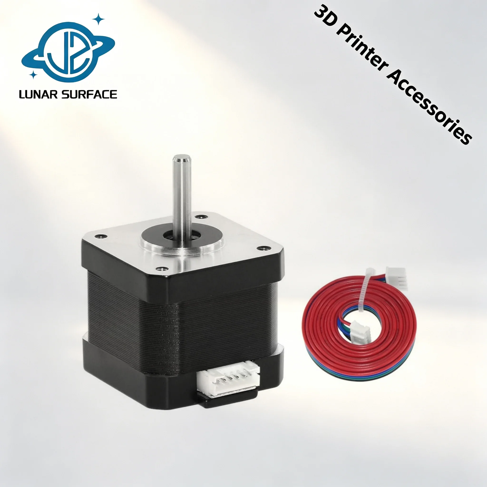 Lunar Surface 42 Stepper Motor 17HS4401S-22B 2A 42x48mm 2 Phase 4-Lead for DIY 3D Printer CNC Surface Finish Black Anodized