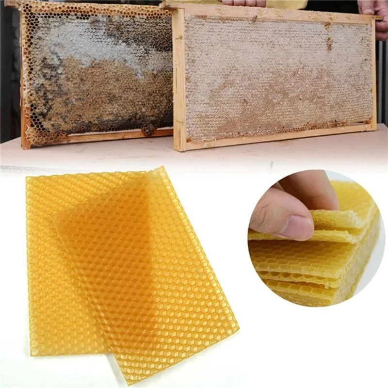 

ABKS-Beeswax Sheets Natural Beeswax Sheets Beeswax Honeycomb Sheets Wax For Beekeeping Equipment (13.3 X 9Cm) 20PCS
