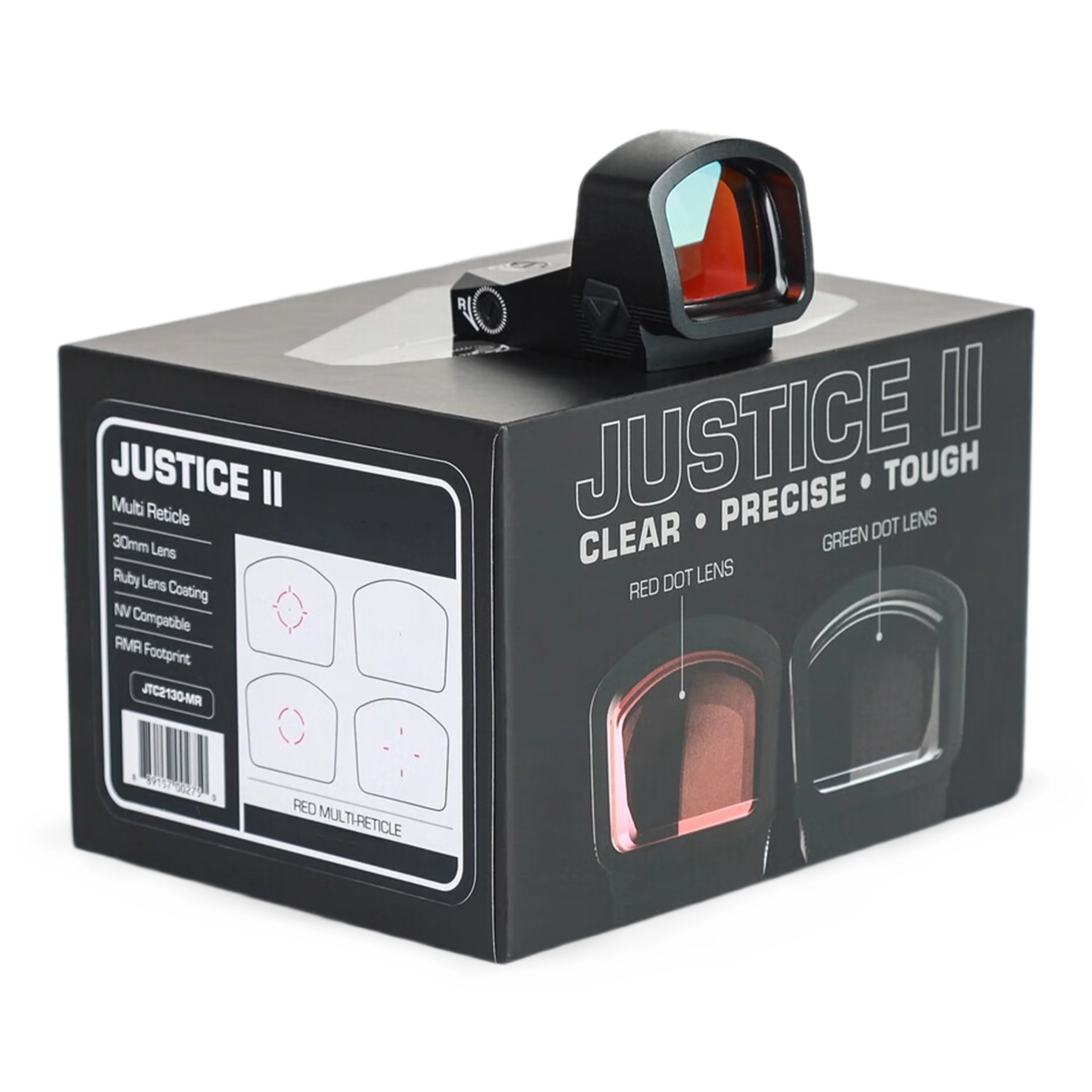 Justice II Red / Green Dot Sight Red Multi-Reticle 1x30mm 6MOA R*M*R Footprint Micro Reflex Sight Pistol Shooting Scope