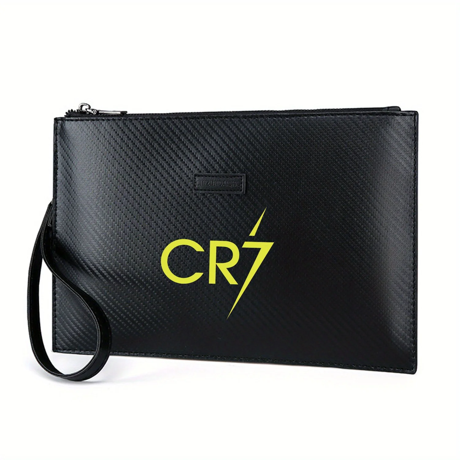 CR7 yellow logo sharp design Elegant Printed PU Men's Handbag Fashionable and Practical for Everyday Carry