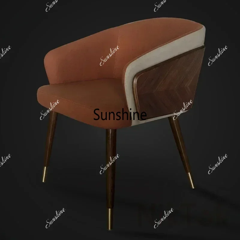 Modern Leisure Dining Chairs Simple Creative Ins Home Furniture Nordic Restaurant Solid Wood Chair Leather Art Backrest Stool T*