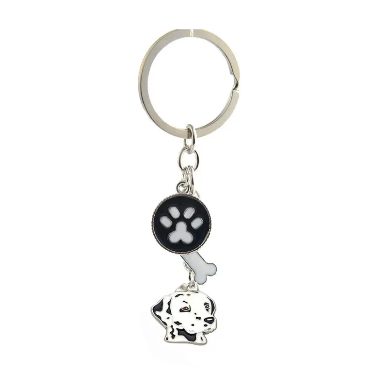 Newest Dalmatian dog Keychain pet dog Keyring Pendant Women and Men Jewelry Gift