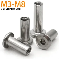 5/10/20pcs M3 M4 M5 M6 M8 304 Stainless Steel Large Flat Hexagon Hex Socket Head Rivet Connector Insert Joint Sleeve Cap Nut