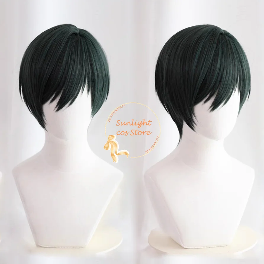 Anime Rin Itoshi Cosplay Wig Dark Green Itoshi Rin Short Wigs Heat Resistant Synthetic Hair Halloween Unisex Wig + Wig Cap