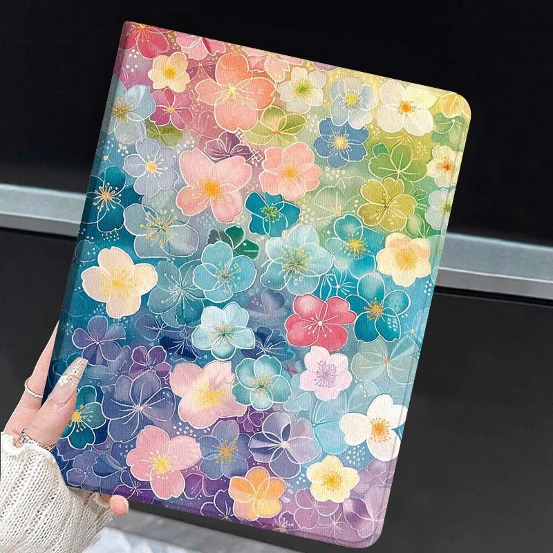 Blue Flower Creative Design For Huawei MediaPad MatePad Honor Pro V6 9 V8 X9 X 10 13.3 11 Inch Pen Tray Tablet Case Popular