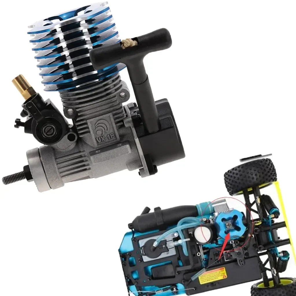 VX 18CXP Vertex 18 Motor Nitro Power 2,74 cc mit Seilzugstarter Zündkerze 02060 für 1/10 1/8 RC Modellauto Buggy HSP Himoto