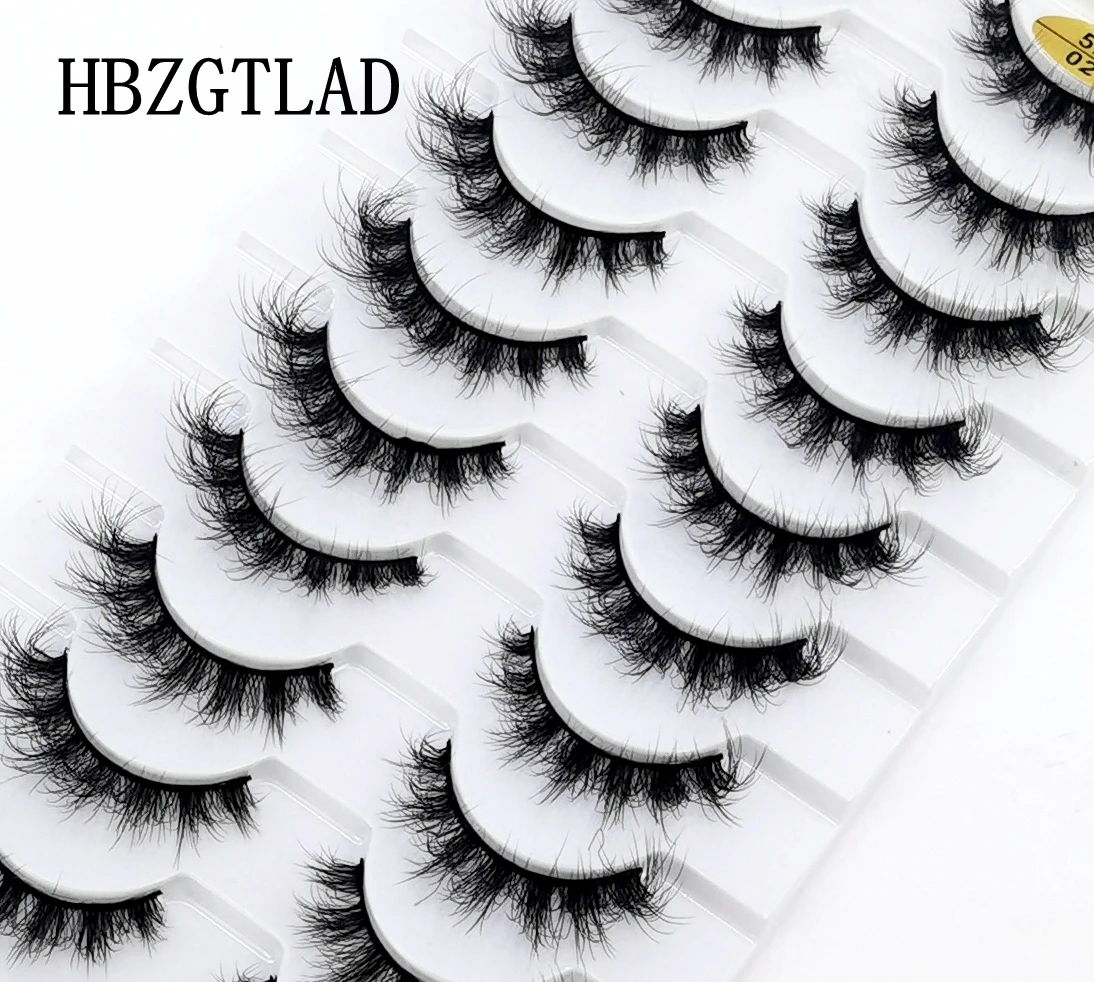 New 10 Pairs False Lashes 5D Faux Mink Lashes Fluffy Soft Volume Natural Eyelashes Cross Eyelashes Lashes Reusable Makeup cils