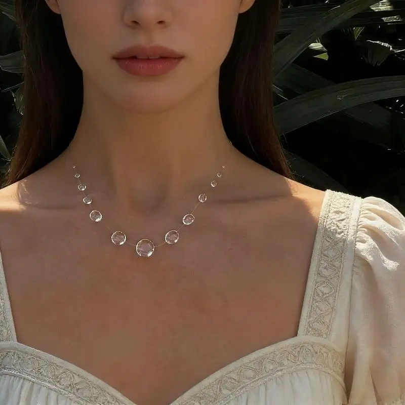 Ins Water Drop Clear Dewdrop Series Necklace, Handmade Glue Dripped Fashion Jewelry, Wearable Ornament & Gift for Women