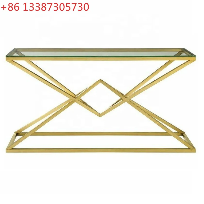 Control porch table stainless steel gold transparent desktop simple end view table