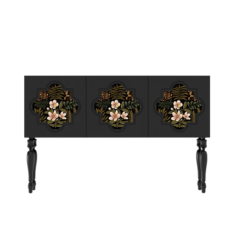 

Cabinet multi-layer storage storage locker household living room against the wall custom solid wood printing pattern porch