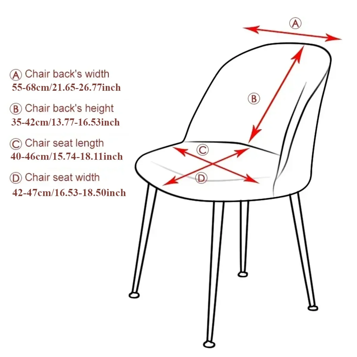 1/2/4PC Arc Shaped Low Back Chair Cover Jacquard Stretch Slipcover Washable Dust Proof for Dining Stool Kitchen Furniture