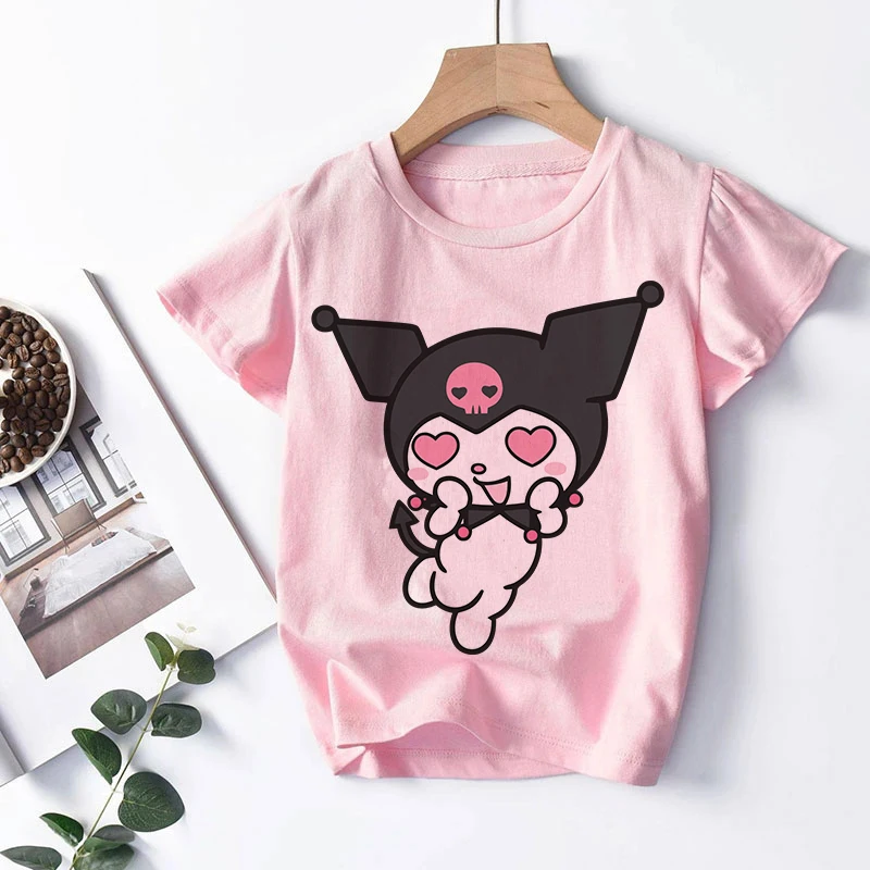 Funny T Shirt Kuromi Kawaii Manga Japanese Anime Children Kuromi T-shirt Kids Clothes Tshirt Tops Tee Boys Girls Tee Baby Cute