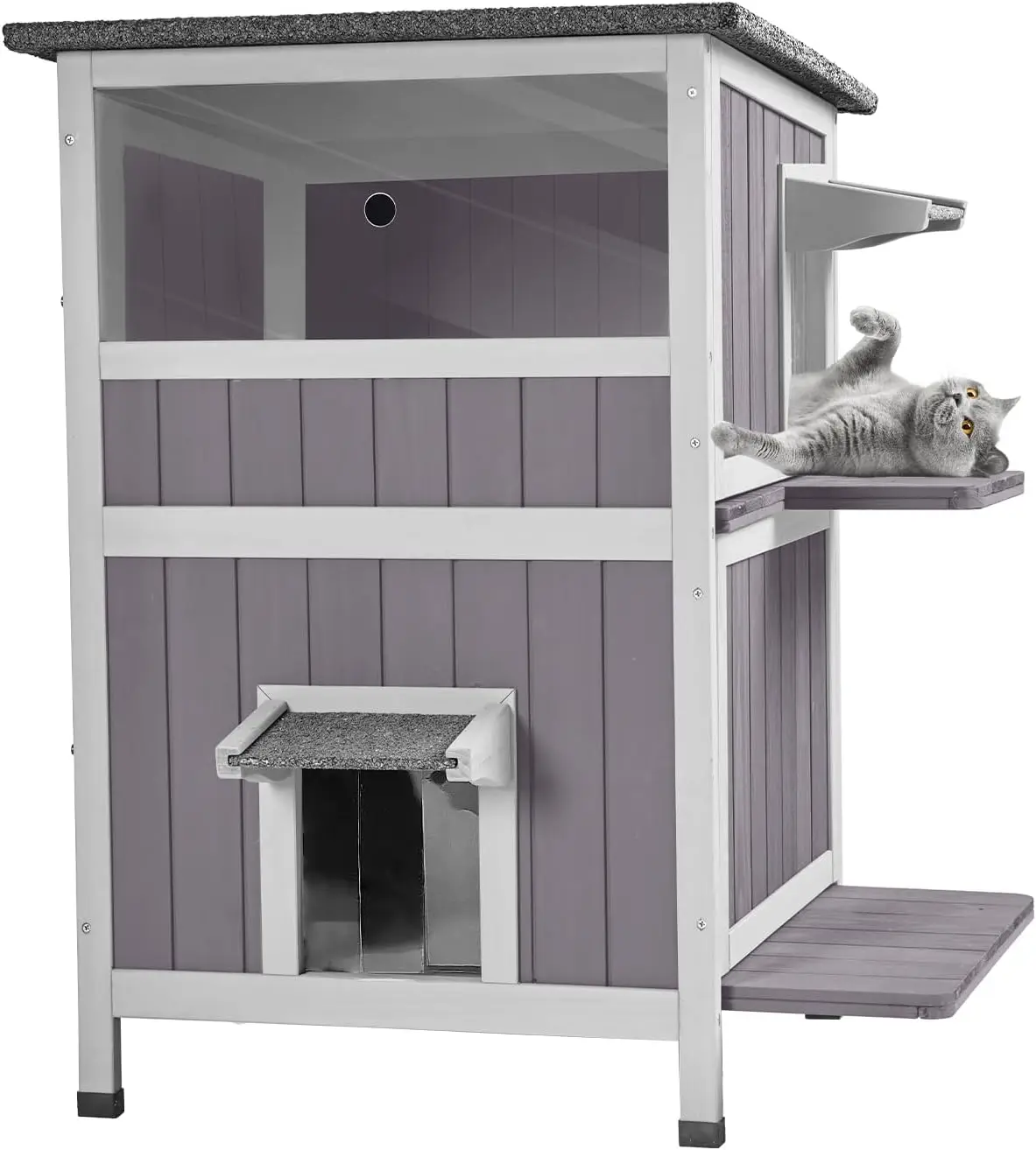 

Feral Cat House Outdoor Waterproof Kitty Shelter for Winter,Cat Cage Perfect for Outdoor and Inddor Use,2-Story