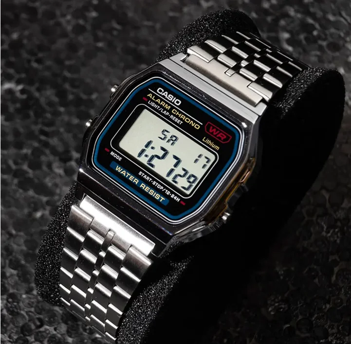 CASIO Vintage Classic Small Square Digital Watch with Silver Metal Case, Waterproof Versatile Daily Casual Timepiece, Japanese-K