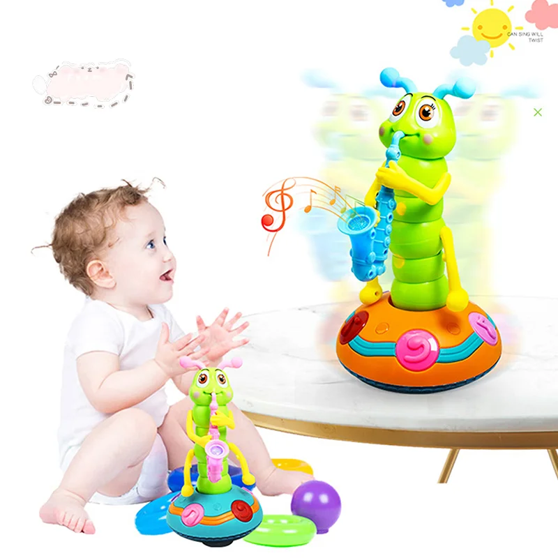 

Electric Caterpillar Dance Toy,Dancing Caterpillar Toy Electric Upright Caterpillar Musical Toy, Light Caterpillar Saxophone Toy