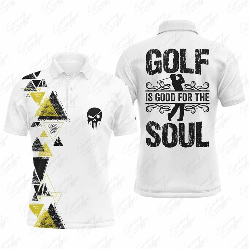 Polo da Golf da uomo t-Shirt estiva per sport all'aria aperta abbigliamento ad asciugatura rapida maglia sportiva per il tempo libero moda stampata Top abbigliamento da Golf