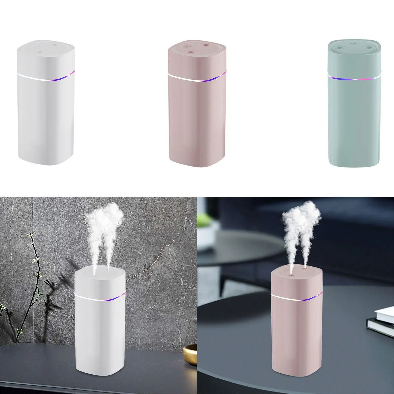 Desktop Humidifier with Night Light Two Outlet Aroma Diffuser Low Noise Home Fragrance Mini for Baby Room Car Tabletop Yoga Home