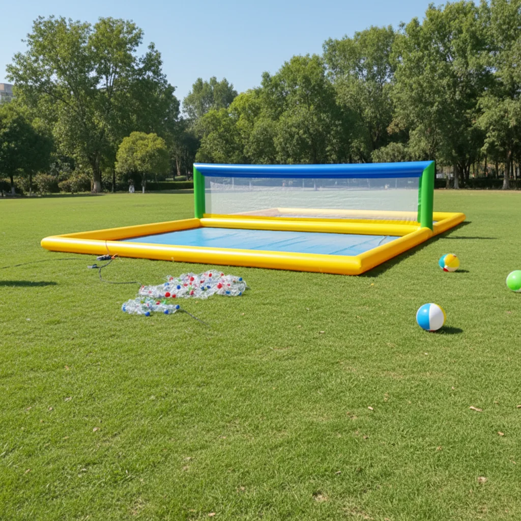 

Надувной аквапарк: большая волейбольная площадка, надувная модель для улицы, на 12 человек, портативная, из ПВХ, производство Гуанчжоу, в упаковке.