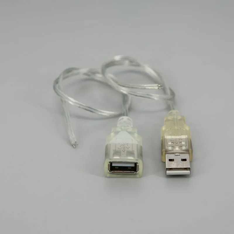 DC USB Male Female Power Adapter transparent Pigtail Cable 5.5x2.1mm Barrel Jack Connector extend Cord For LED Strip neon lamp L