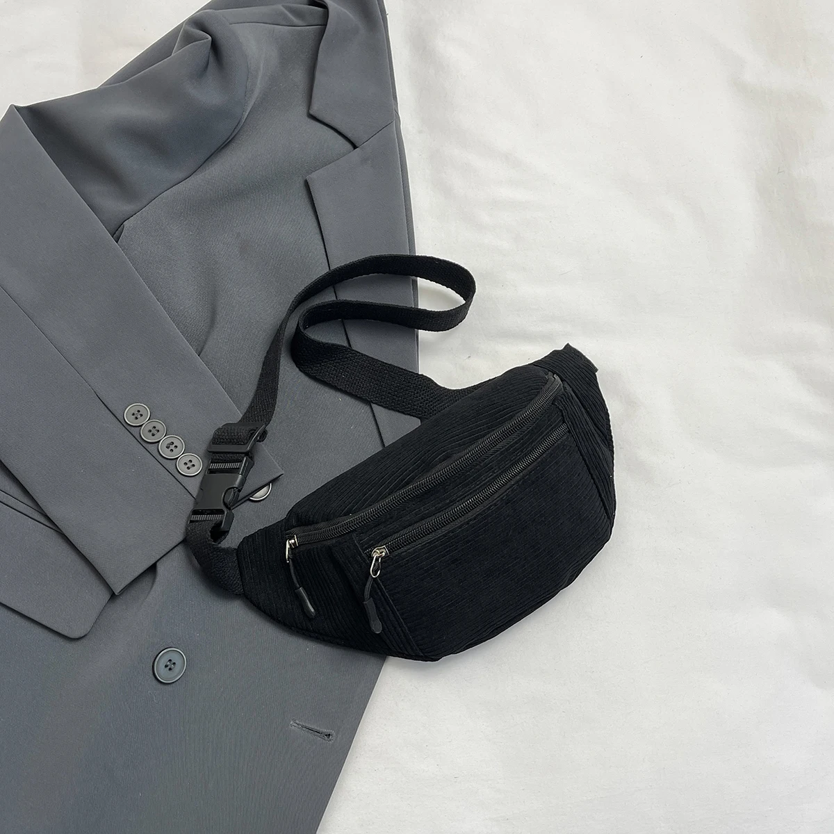 

Casual Corduroy Belt Bags for Men Women Fashion Fanny Pack Female Banana Waist Bag Hip Purse Shoulder Crossbody Chest Bag Pocket
