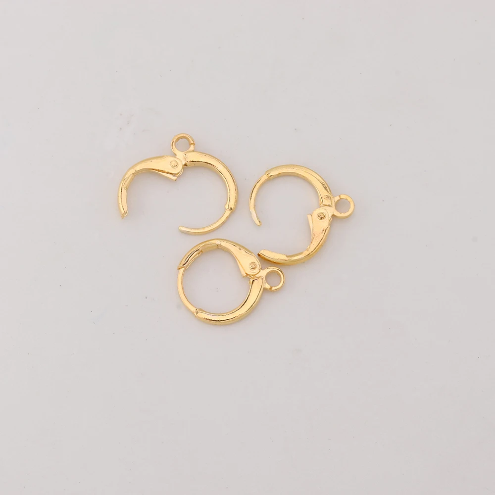 20Set/Lot 14*12mm Copper French Lever Earring Hooks Circle Earring HooksWire Ear Clasp Settings For DIY Jewelry Making Supplies