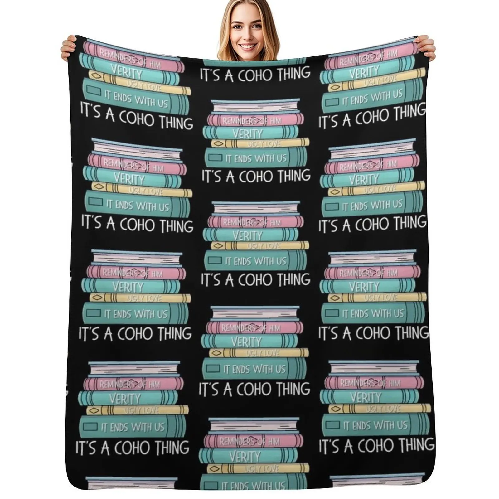 

Its A CoHo Thing Book Stack T-shirt Throw Blanket Warm Flannel Blanket for Couch Chair Bedroom