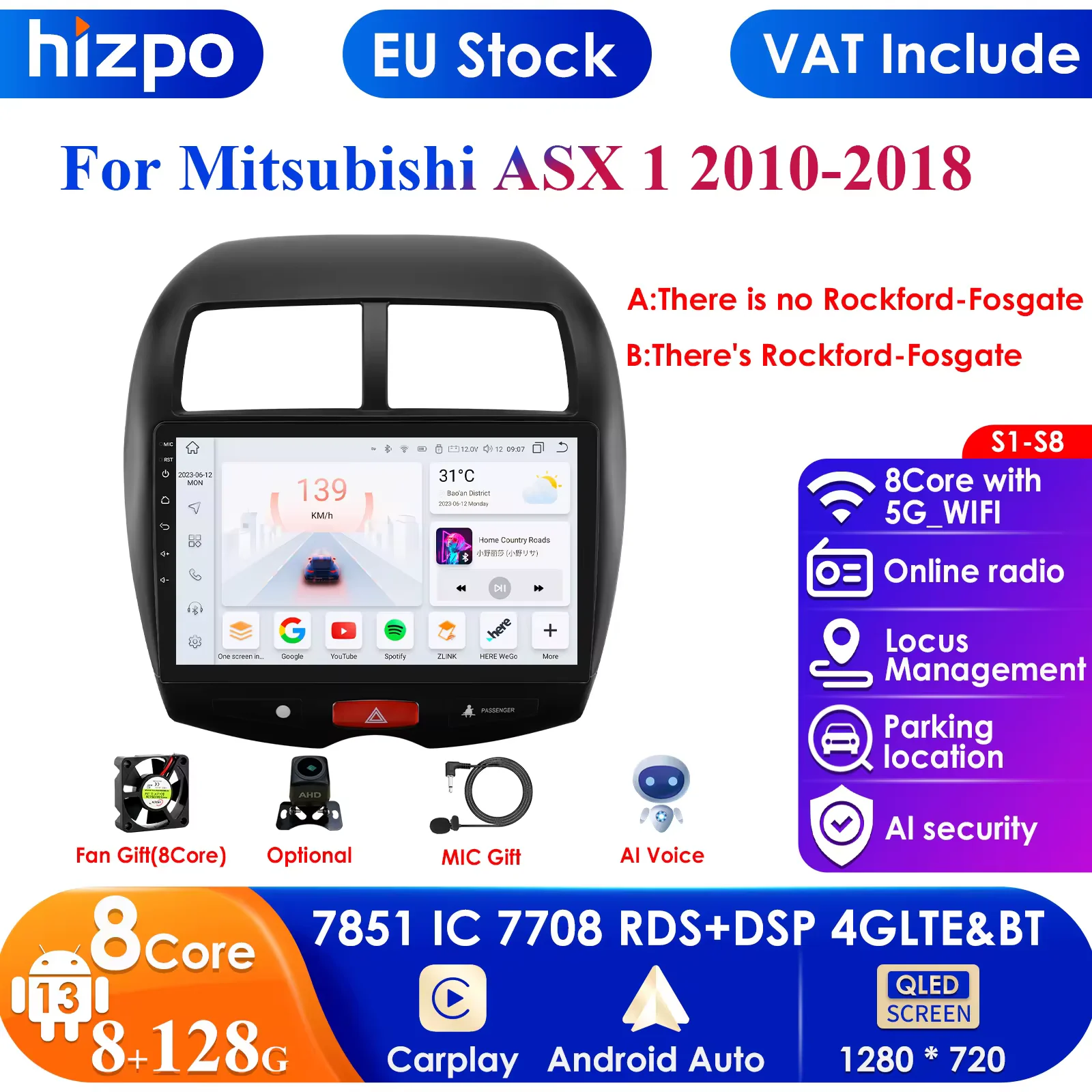 7862 Intelligent Screen 2din Android Car Radio Multimedia Video Player for Mitsubishi ASX 1 2010 - 2018 GPS Navi Carplay 4G RDS