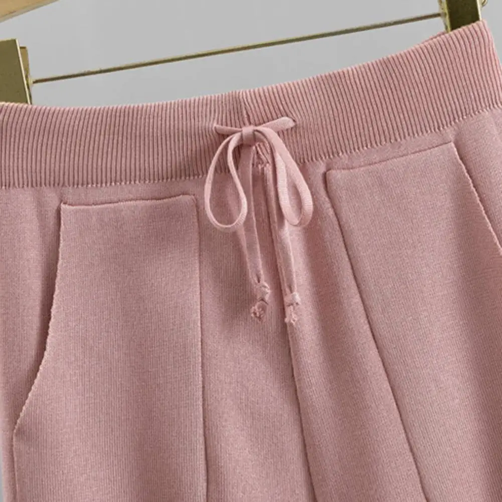 Nuevo suéter de dos piezas para mujer, ropa deportiva para otoño e invierno, jersey con cuello redondo y pantalones bombachos de punto, conjunto de chándal femenino