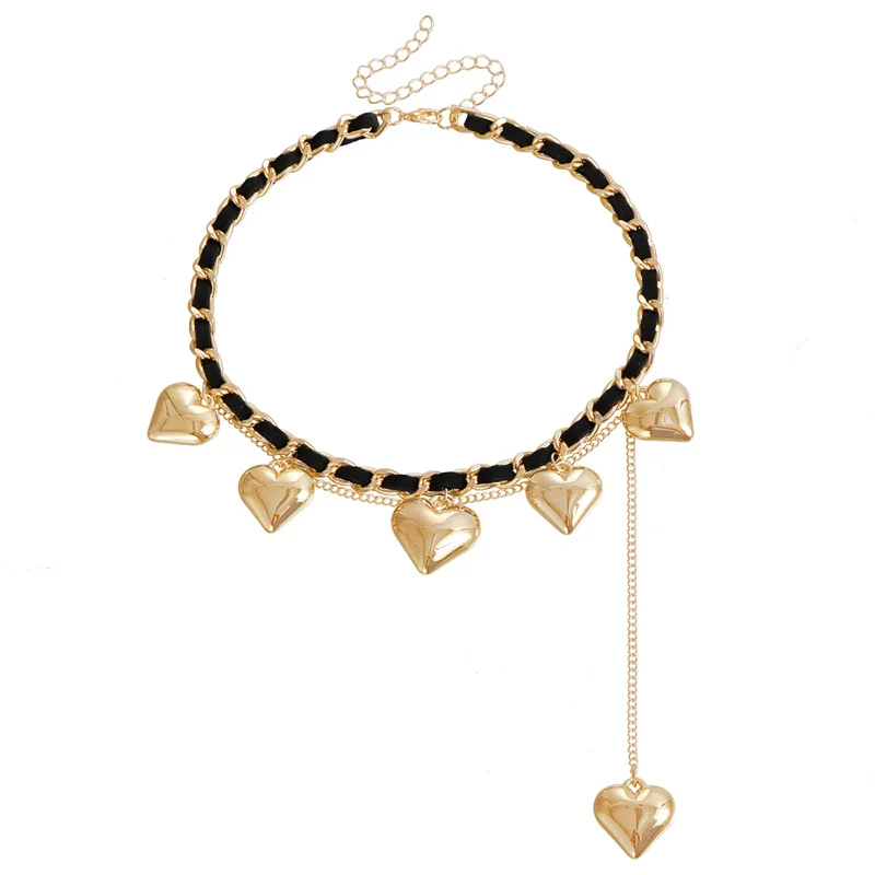

Wrapped Velvet Small Animal Shaped Love Pendant Necklace for Women Tassel Collarbone Chain Neck Fashion Jewelry Accessories