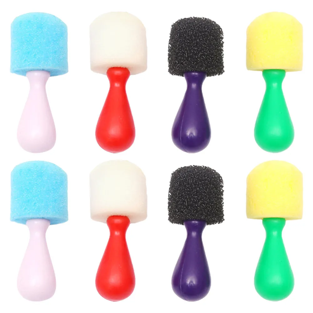8Pcs Spherical Paint Sponge Brushes Set Plastic Handle DIY Art Painting Tools Graffiti Drawing Sponge Preschool Color