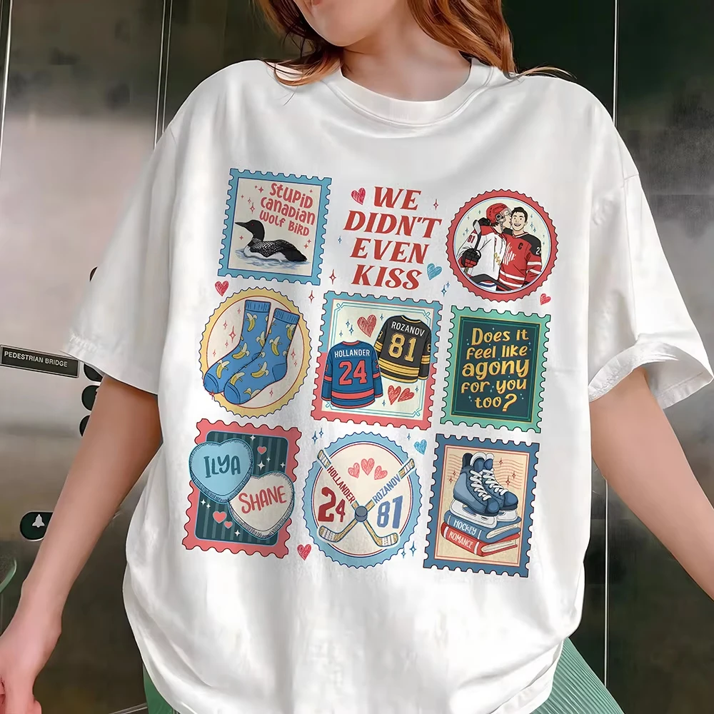 

SKADE Floral Print T-Shirt Hockey Romance Fan Shirt Cotton High Quality Y2K Love Tee Unisex