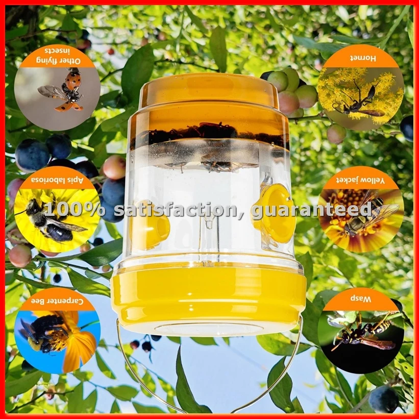 

Набор из 3 солнечных ловушек для ос и пчел, подвесные уличные ловушки для пчел-столяров, желтые, модель Jacket Trap-ABWY