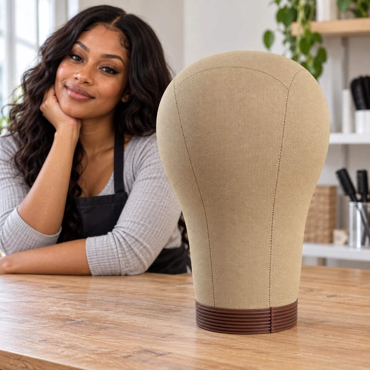 Cork Canvas Wig Block Head 21-24 Inch Unisex Mannequin for Hair Extensions And Wig Styling