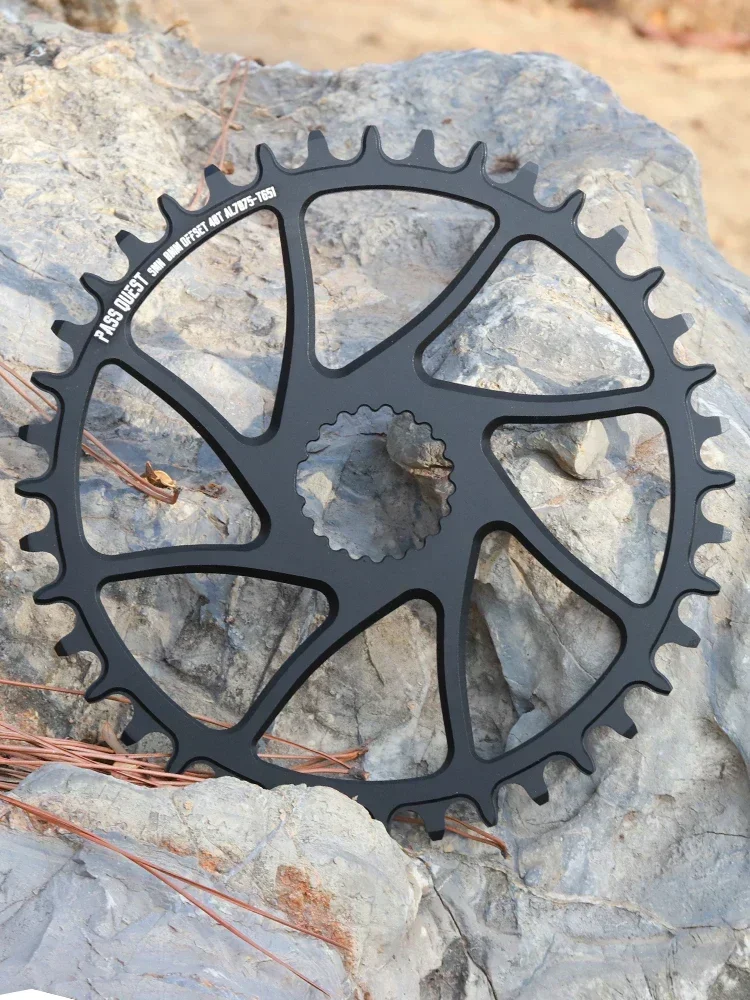 PASS QUEST Narrow Wide Chainring ROUND Silver and black for SHIMANO M6100 M7100 M8100 M9100 Direct Mount Crank