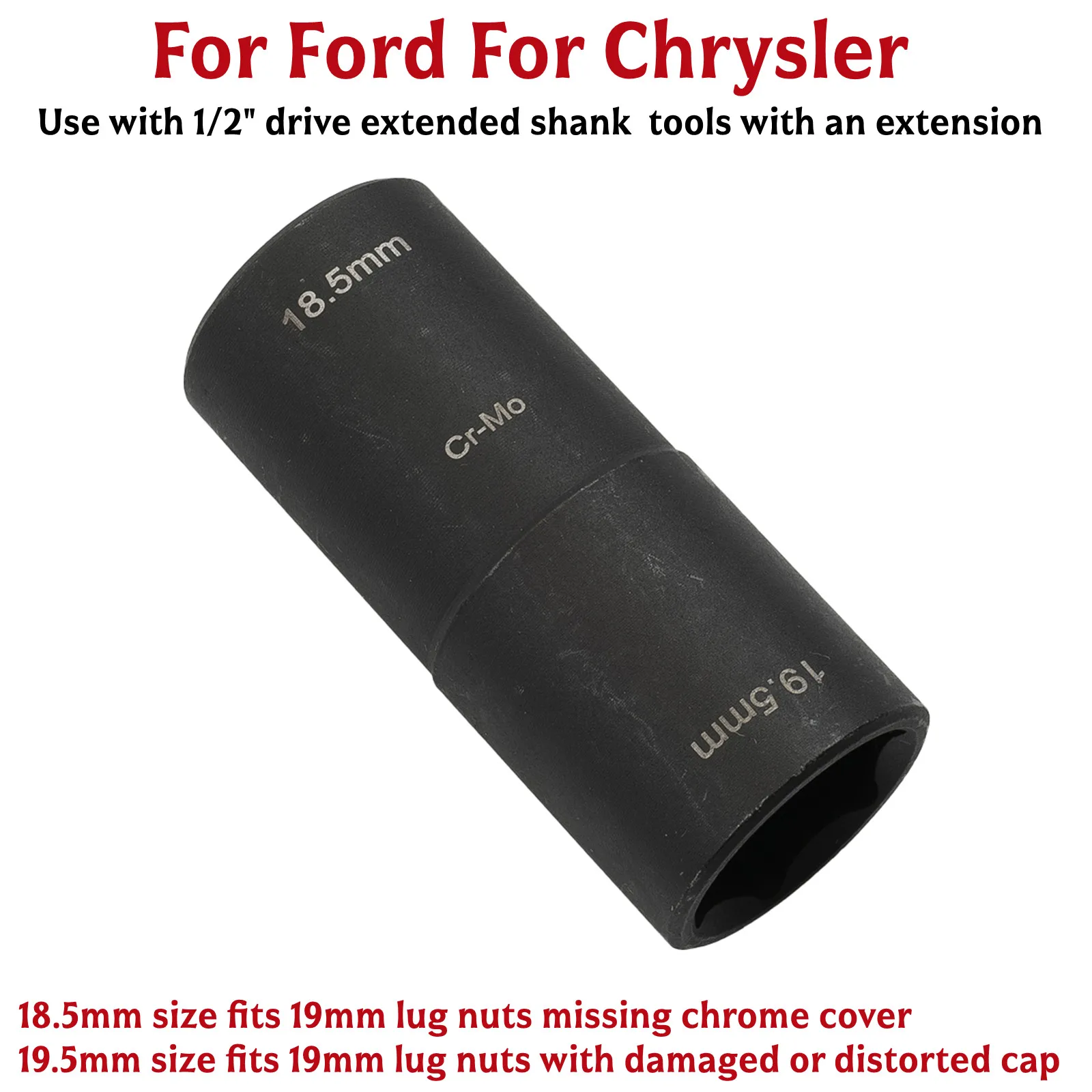 

1/2 Dr 18.5mm X 19.5mm Damaged Lug Socket Tool Deep Length Flip Impact Set Wheel Nut Removal Sleeve Tire Sleeve Tool Car Accesso