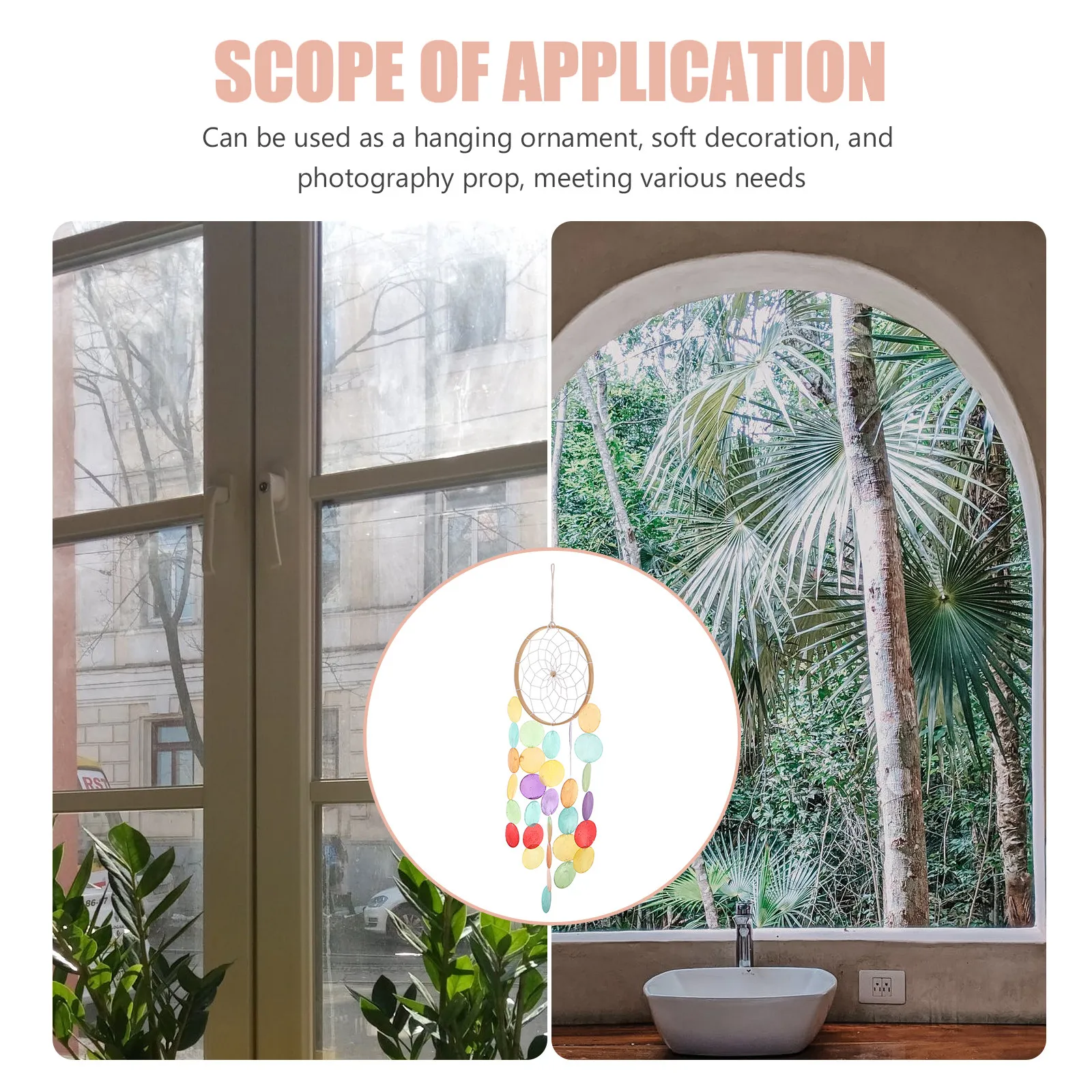 Seashell Wind Chime Dreamcatcher Design Handcrafted Beach Home Decor Hanging Shell Wall Ornament for Bedroom Living Room Patio - view 6