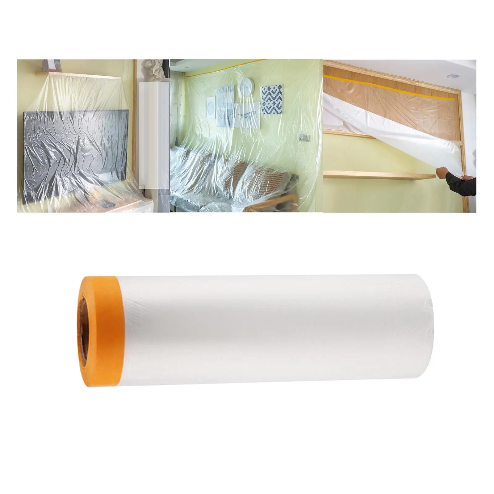 Pre Taped Masking Film Painting Drop Film Dust Protection 110cmx20M Prevent Dust Paint Covering for Car Carpet Bed Furniture