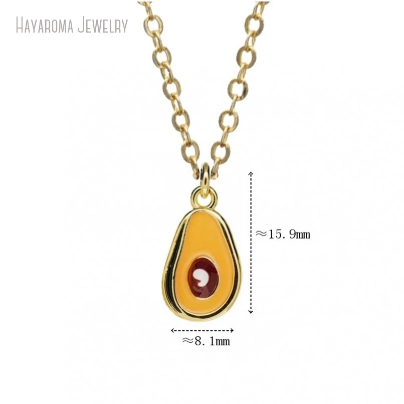 2Pcs Chain Gold Color Plant Food Fruit Avocado Metal Jewelry Enamel Wholesale Copper Necklace NM51691