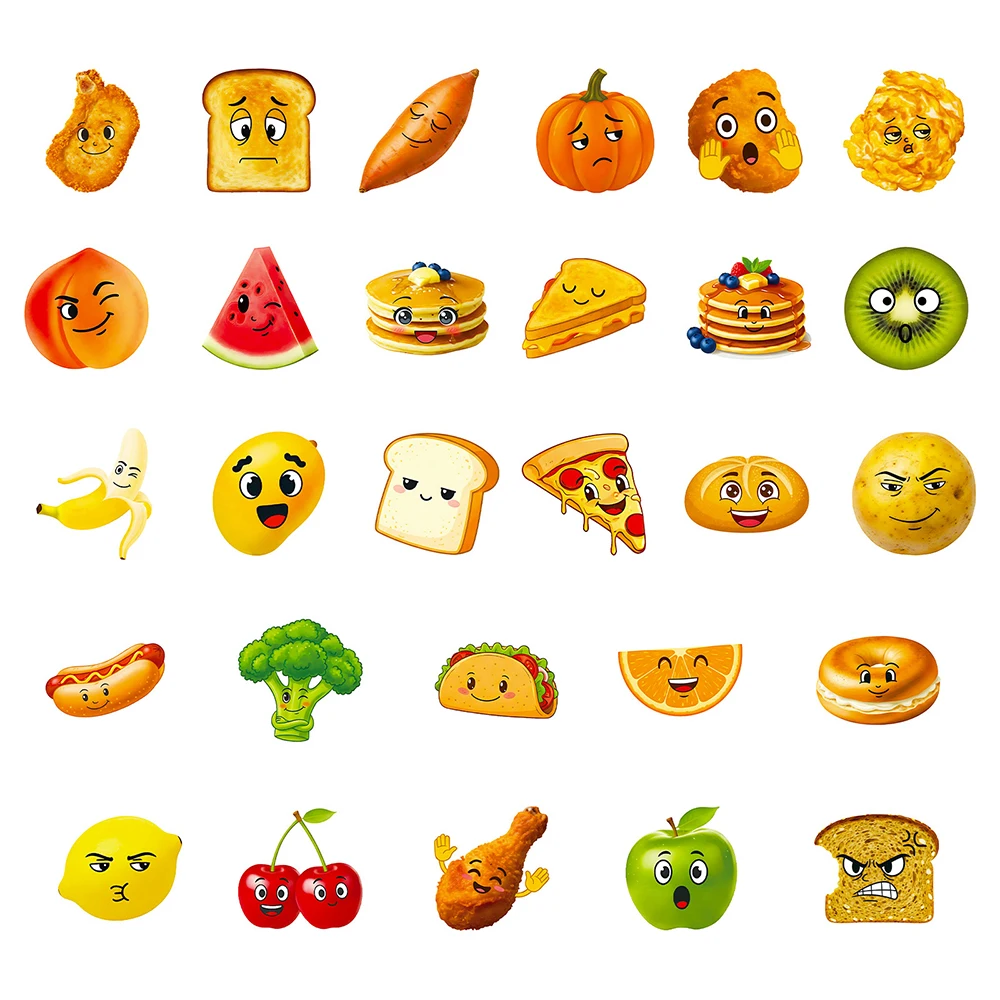 10/30/56pcs Funny Cartoon Food Meme Stickers Cute Creative Graffiti Sticker Waterproof DIY Fridge Phone Water Bottle Decals Toy