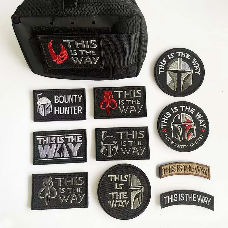 This Is The Way Art Patch Funny Mandalorian Tactical Badges Fabric Applique Embroidered Patch with Hook and Loop on Backpack