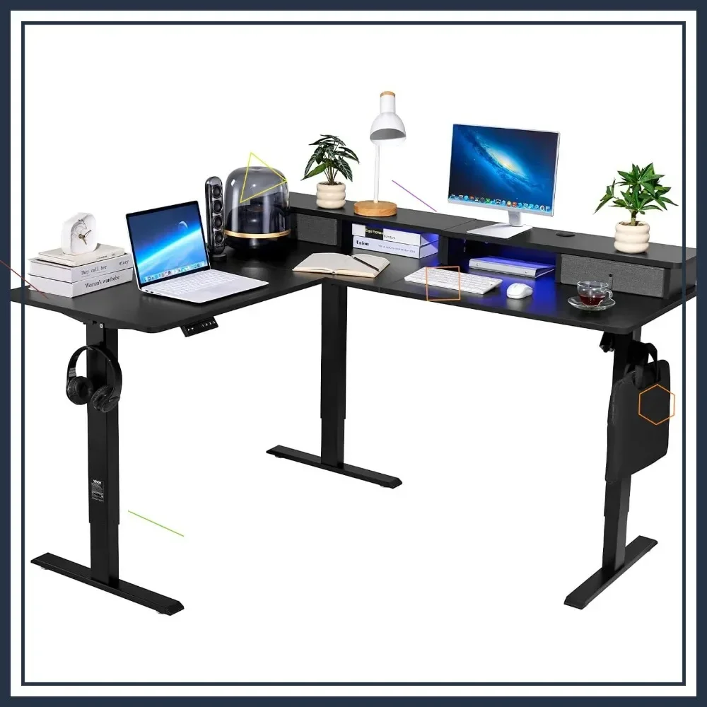 

Hot-sellingL-Shaped Electric Standing Desk with Storage, Adjustable Height Corner Desk for Office Home, Easy Assembly