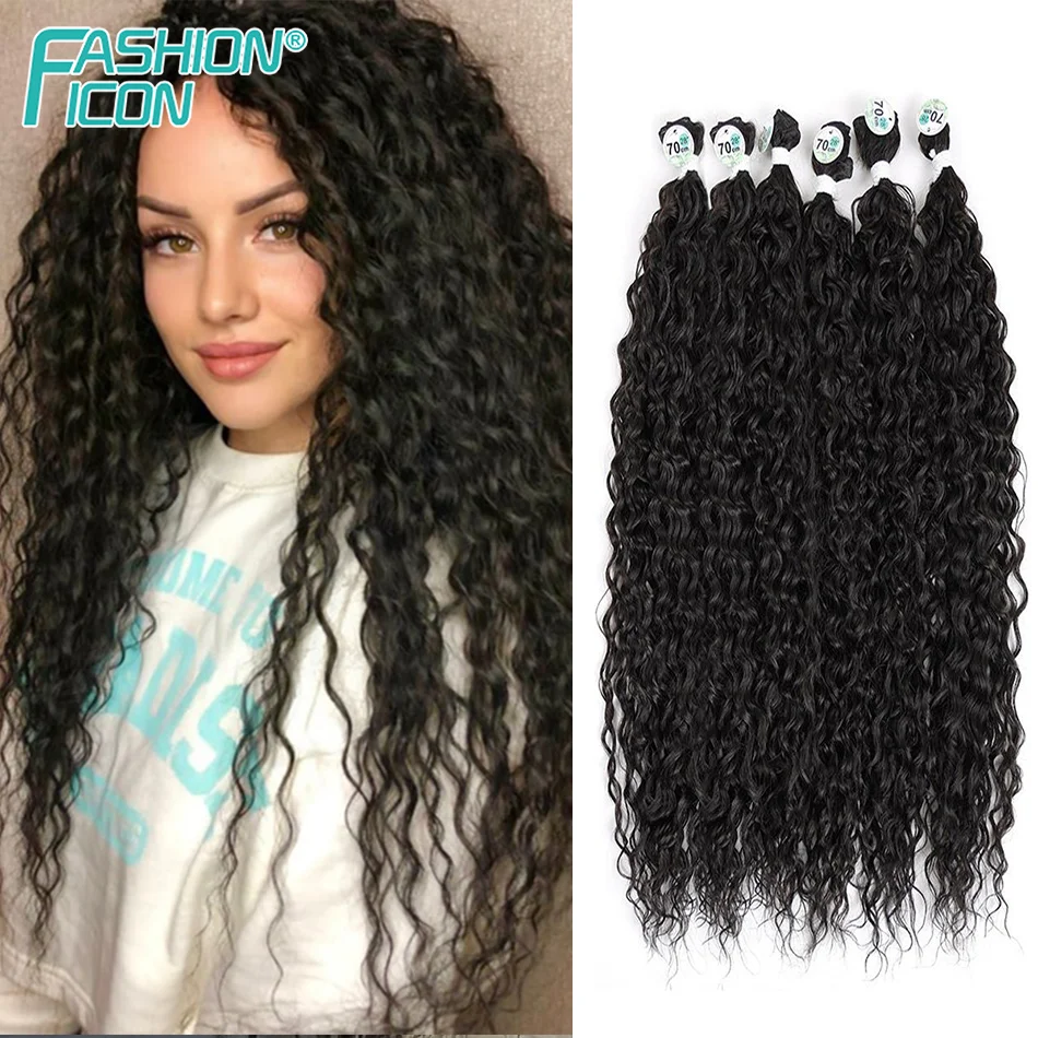 Synthetic Curly Hair Bundles Water Wave Hair Extension Anjo Plus 70-80cm Long Dark Brown High Quality Organic Hair For Women