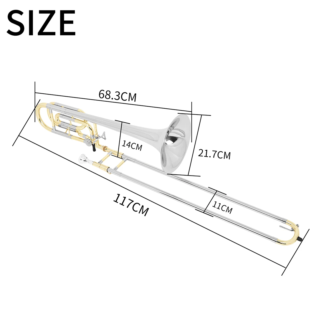 Slade Tenor Posaune Messing BB Ton B Flach blasinstrument Posaune mit Mundstück Reinigungs stab Fall Stange Zubehör