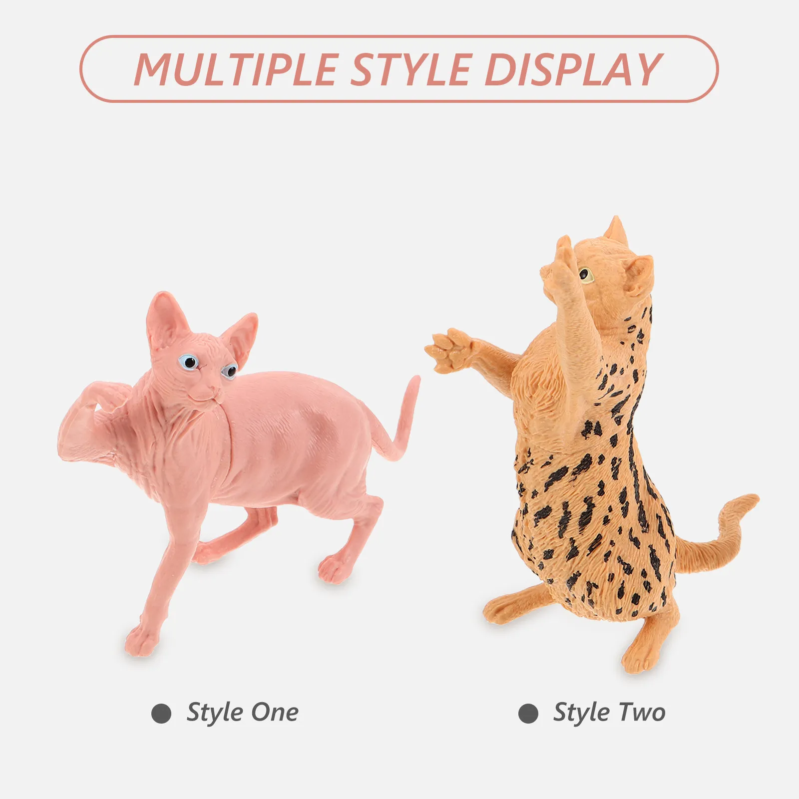 2Pcs Realistic Hairless Cat Leopard Cat Simulation Animal Decoration Miniature Desktop Ornaments Home Decor Stress Relief
