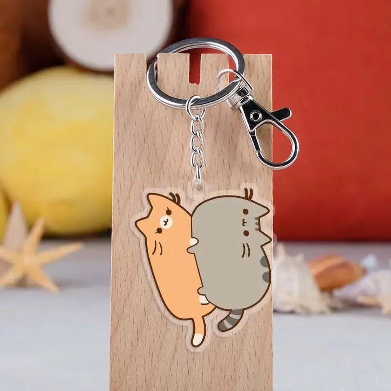 Pusheen Keychain Kawaii Cartoon Cat Acrylic Keychains Cute Car Keyring Backpack Accessories Purse Pendant Child Christmas Gifts