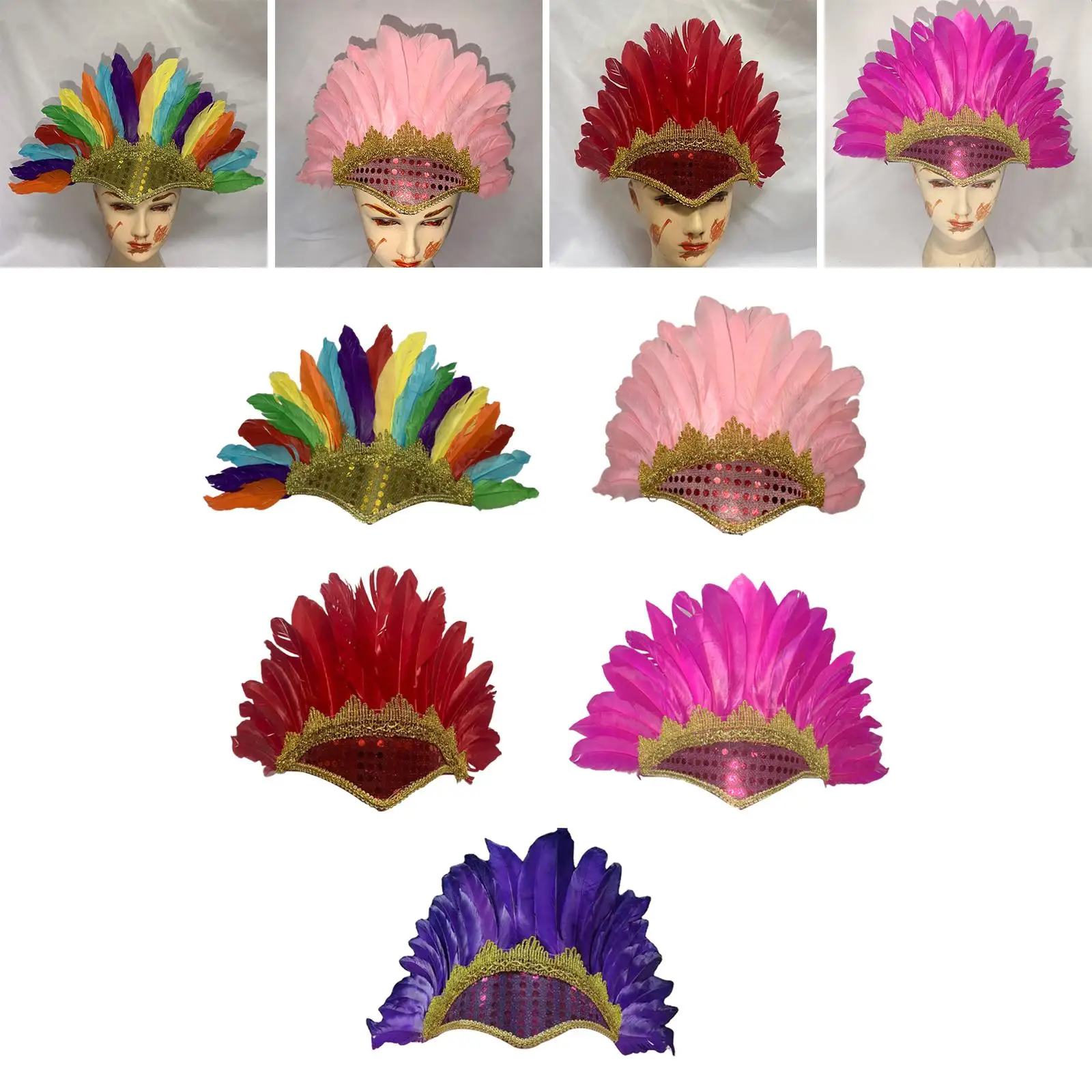 Large Feather Headdress Head Accessories Accessory Headwear for Performance Halloween Carnival Costume Fancy Dress Festival