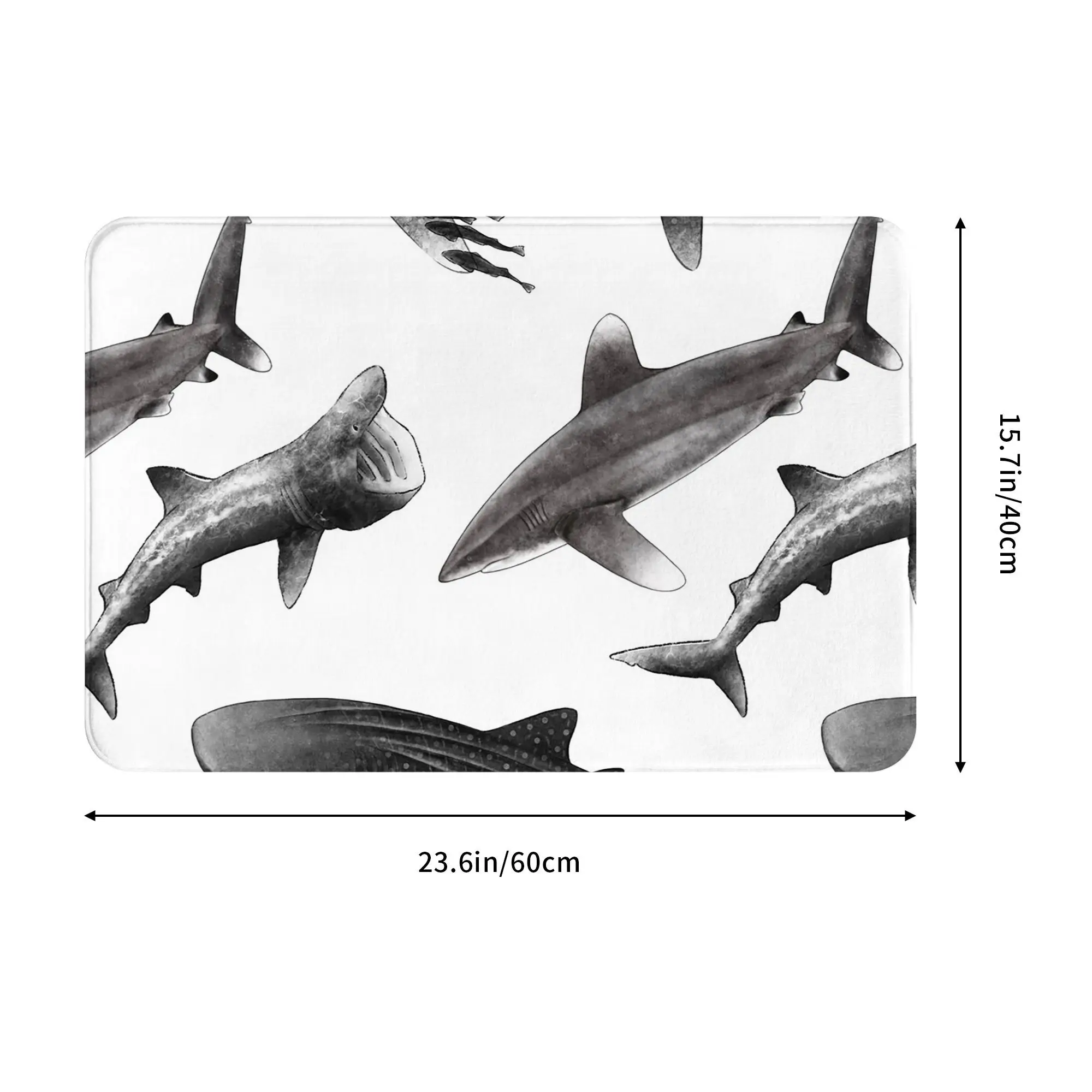 Infinity Sharks  Oceanic Whitetip Shark, Basking Shark, Whale Shark Anti-slip Doormat Floor Mat Home Bedroom Footpad Mats