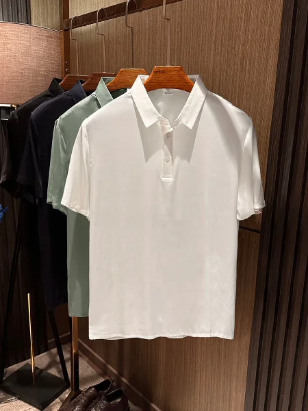 

Cloud Soft Touch Men's Business Casual Silk Shirt Short Sleeve T-Shirt Commute Standard Fit Breathable Quick Dry Summer