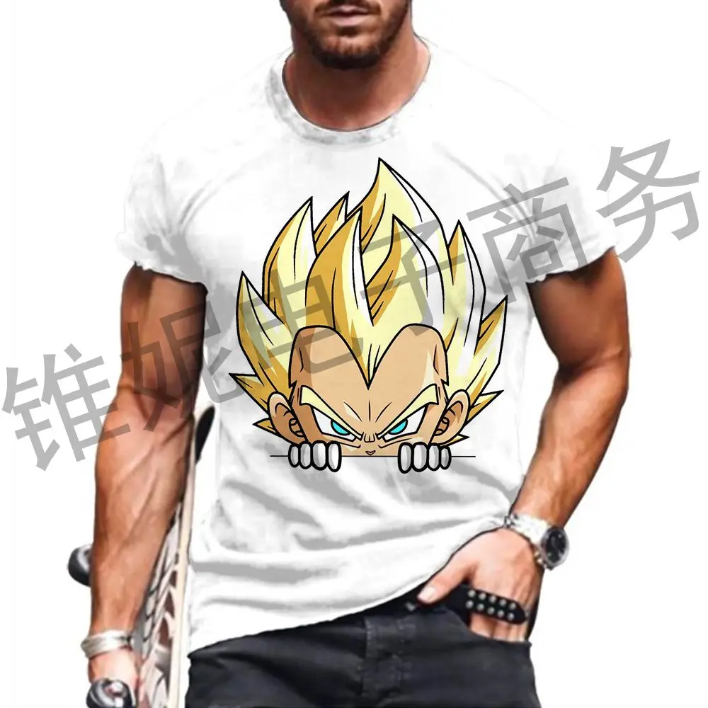 Camiseta Goku Vegeta masculina, Dragon Ball Z, camiseta de manga curta, Saiyajin, colarinho em O, Y2k, Cool Trend, roupas de verão, tops novos,